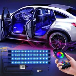 Car LED Ambient Interior Lights RGB – USB Interior Atmosphere Lighting Kit with App & Remote Control